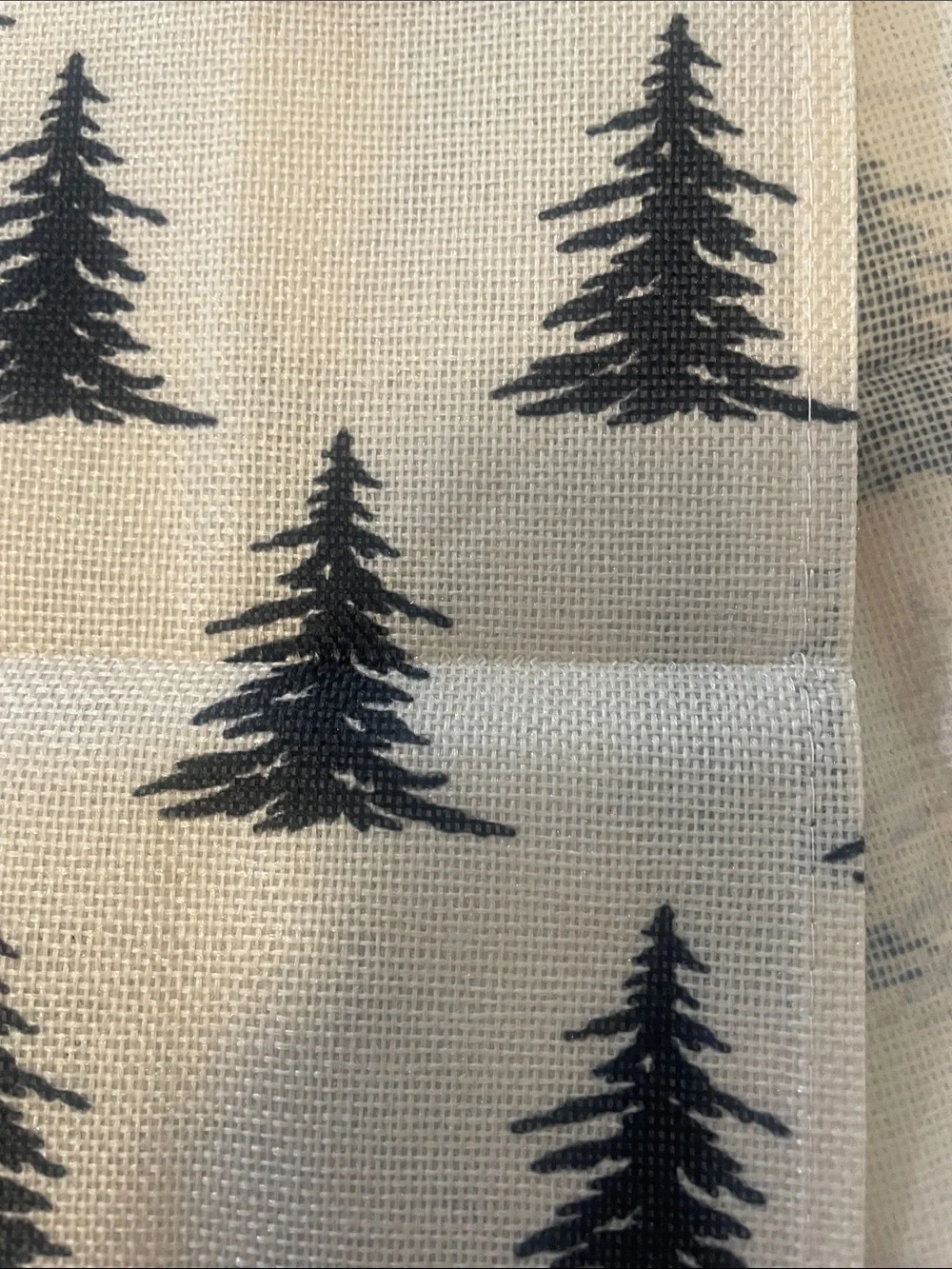 Neutral table Runner with Black Pine Tree Print 72 X 13